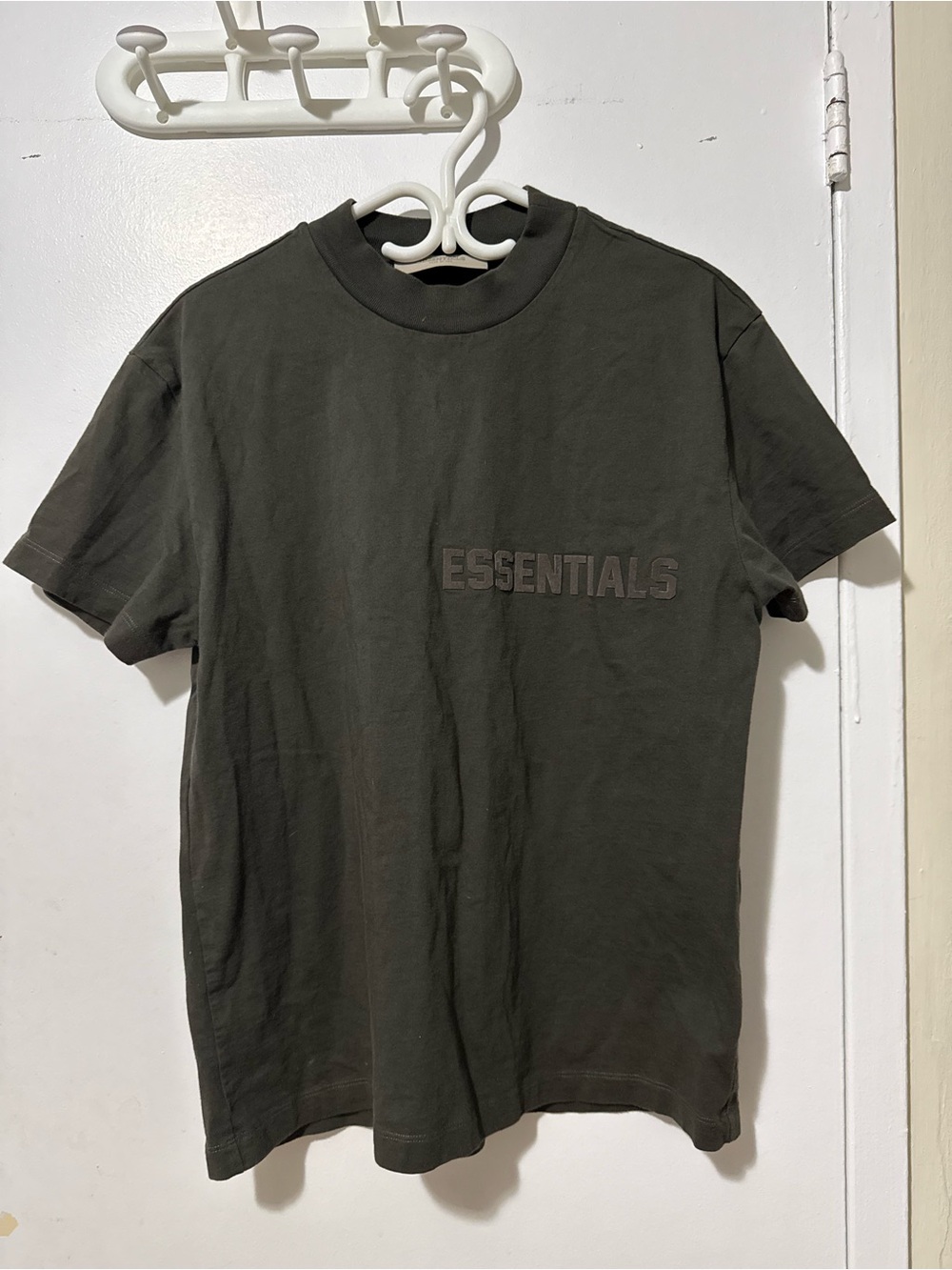 Essentials Men's Dark Olive Green Tonal Logo Tee